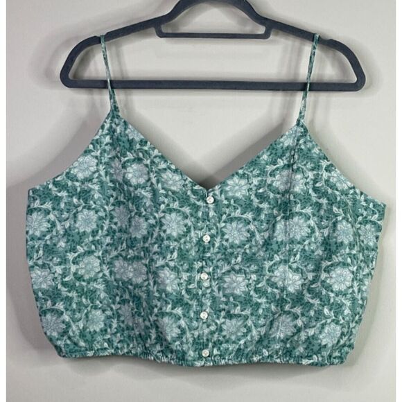 American Eagle 2021 Linen Cotton Floral Crop Top Blouse Women's Size XXL - Picture 8 of 8